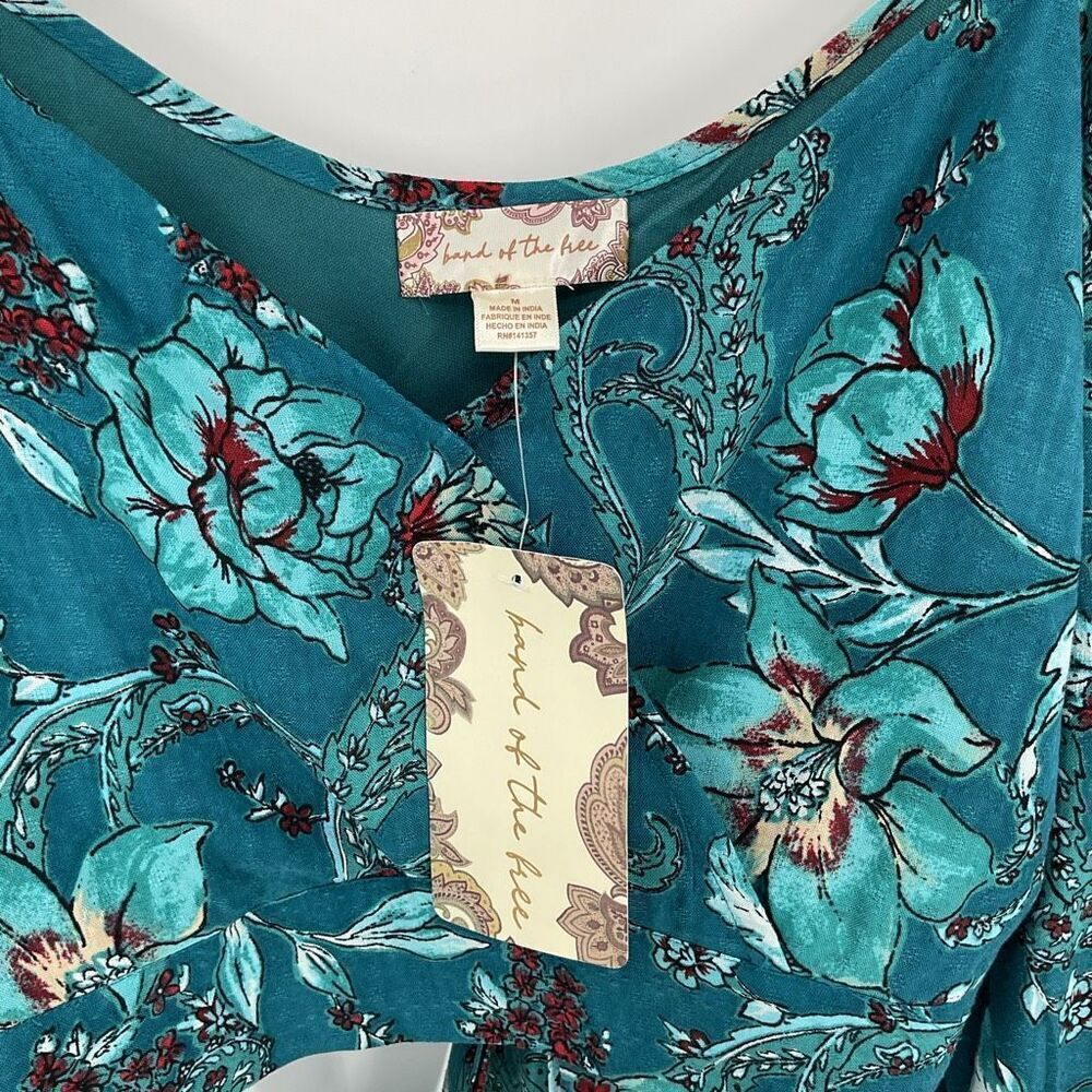 Band Of The Free Sybille V-Neck Crossover Wrap Crop Top Dark Teal Women Medium - Picture 3 of 9